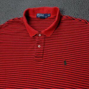 VINTAGE Polo Ralph Lauren Shirt Mens 2XL XXL Short Sleeve Red  Striped